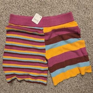 Free People Pink and Yellow Striped Shorts